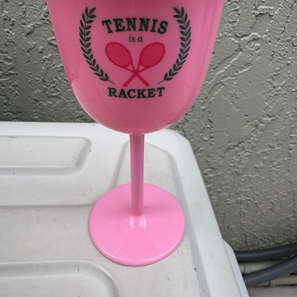 Pink Tennis Themed Wine Glass - Picture 1 of 2